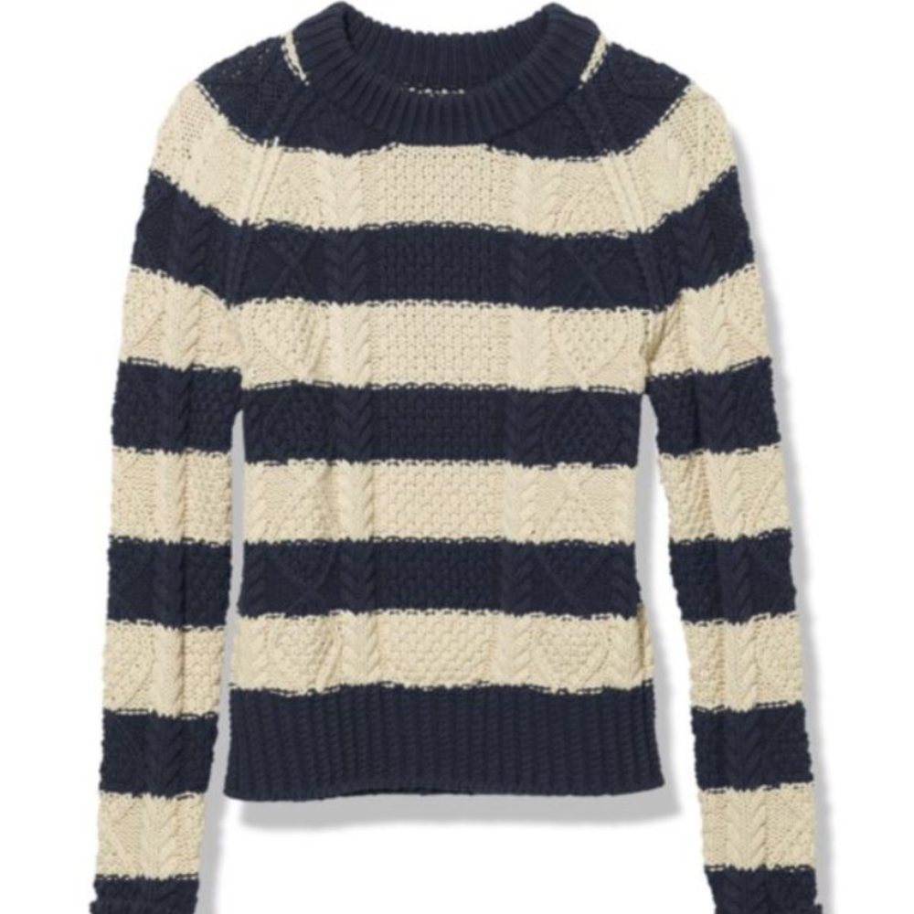 NWOT LL Bean Cotton Fisherman Sweater, Stripe